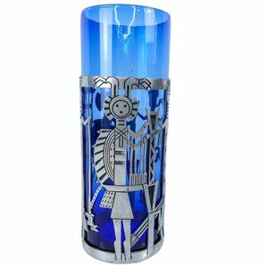 Kachina Candle Holder Cobalt Blue Glass Vase Tin Pewter Wrap Universal Pewter